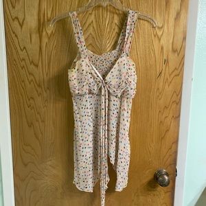 Rainbow polka dot chiffon tank top